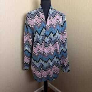 Vintage Graff Californiawear Textured Zig Zag Jacket Size 20 Multicolor